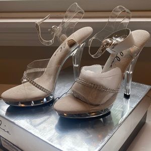Brand new in box Ellie 5” clear heel sandal